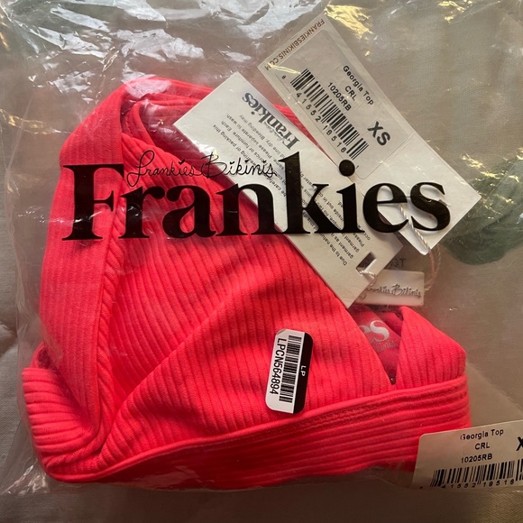 Georgia Ribbed V-Neck Top. Listed As Coral But more Neon Coral In Person. NWT - Picture 3 of 4